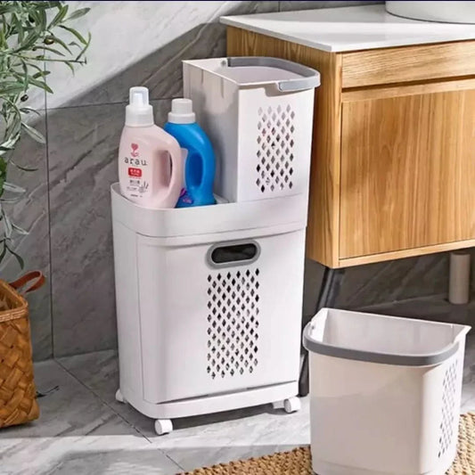 Organizador de Ropa con 3 Canastos y Ruedas
